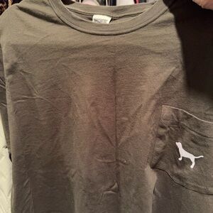 PINK Victoria's Secret Dog Logo Pocket T-Shirt for Men - Olive